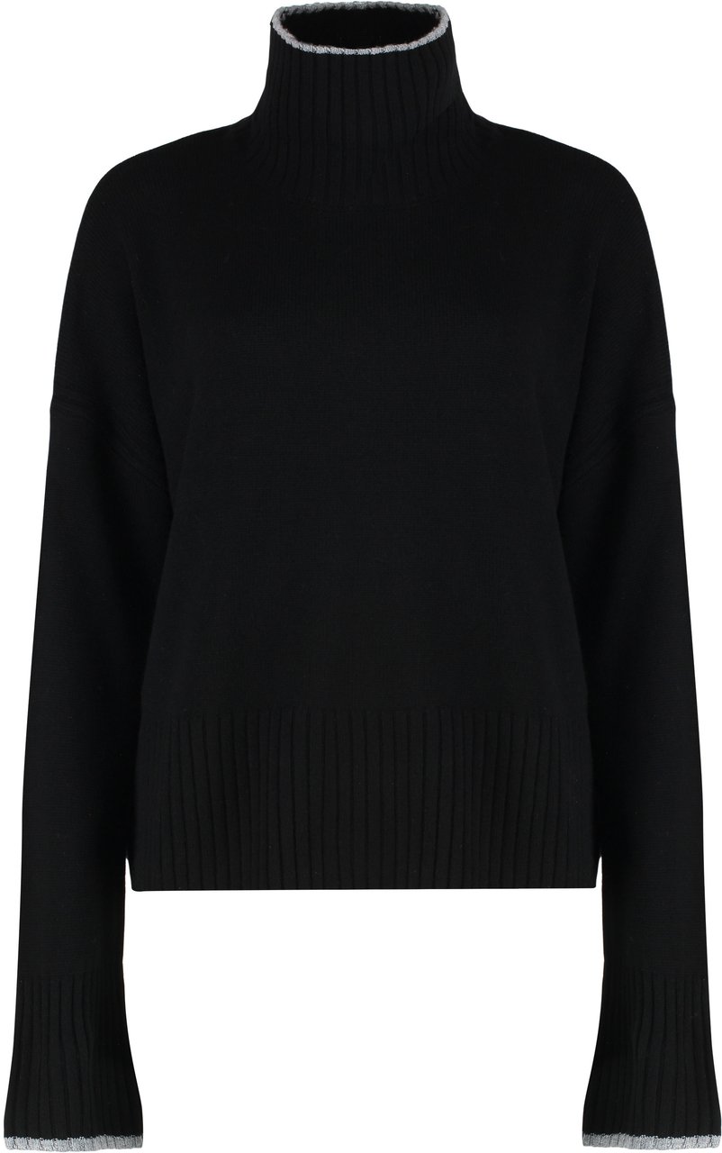 Pinko Falkland Wool and cashmere sweater Zwart