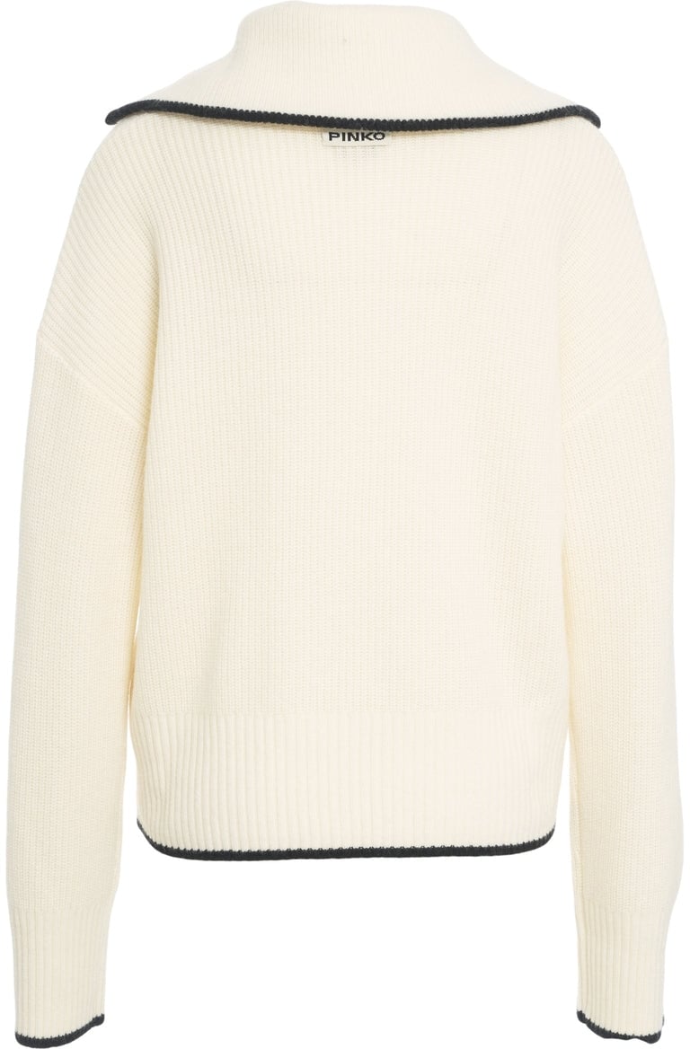Pinko Knit sweater with zipper 'Folegandros' Wit