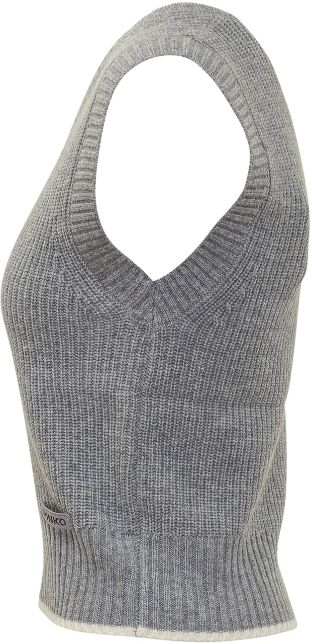 Pinko Pinko Gilet in Maglia Grigio con Scollo a V Grijs