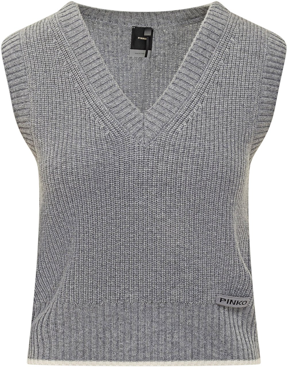 Pinko Pinko Gilet in Maglia Grigio con Scollo a V Grijs