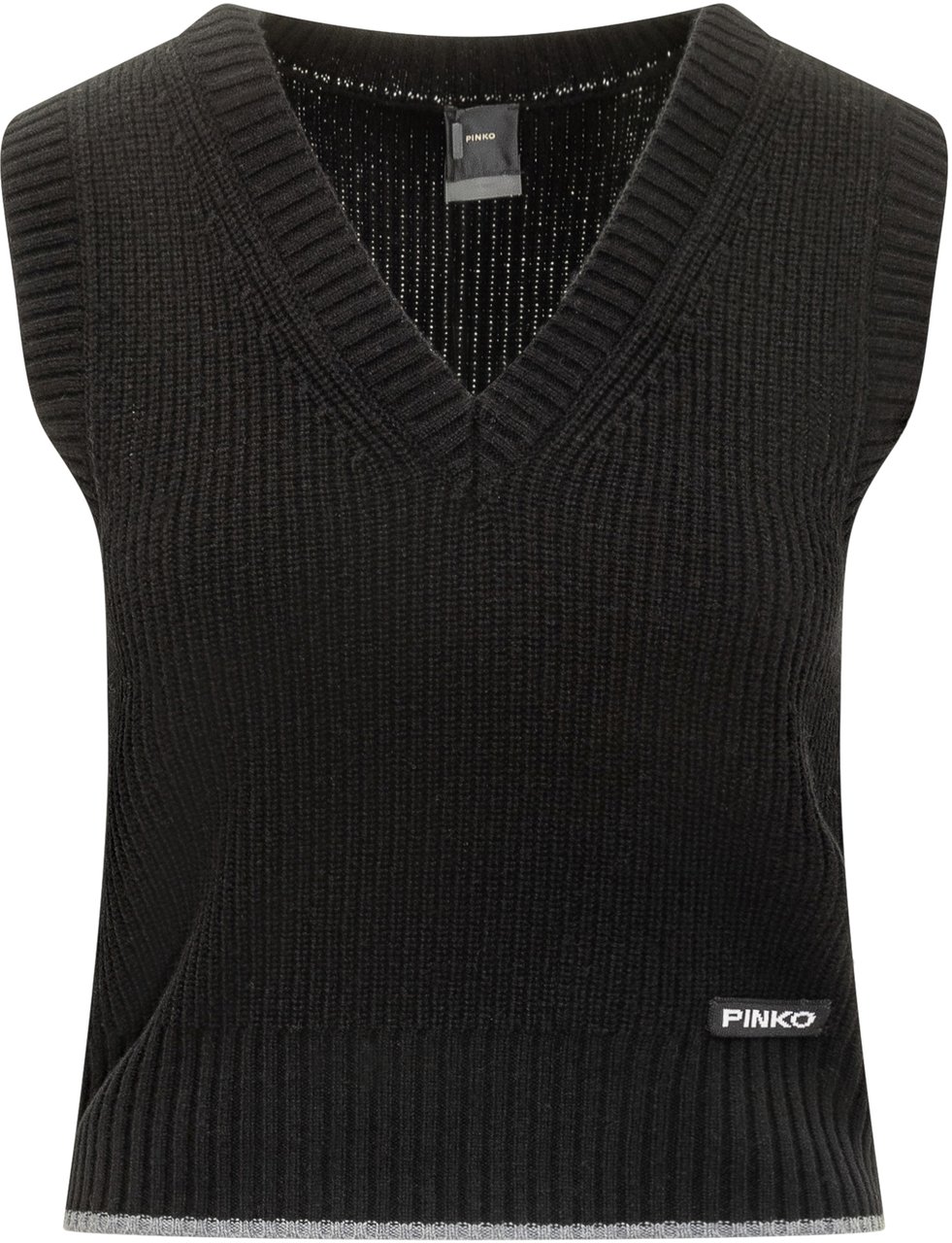 Pinko Pinko Gilet in Maglia Nero con Scollo a V Zwart