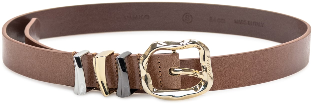Pinko Cintura Pinko in Pelle con Fibbia Metallica Bruin
