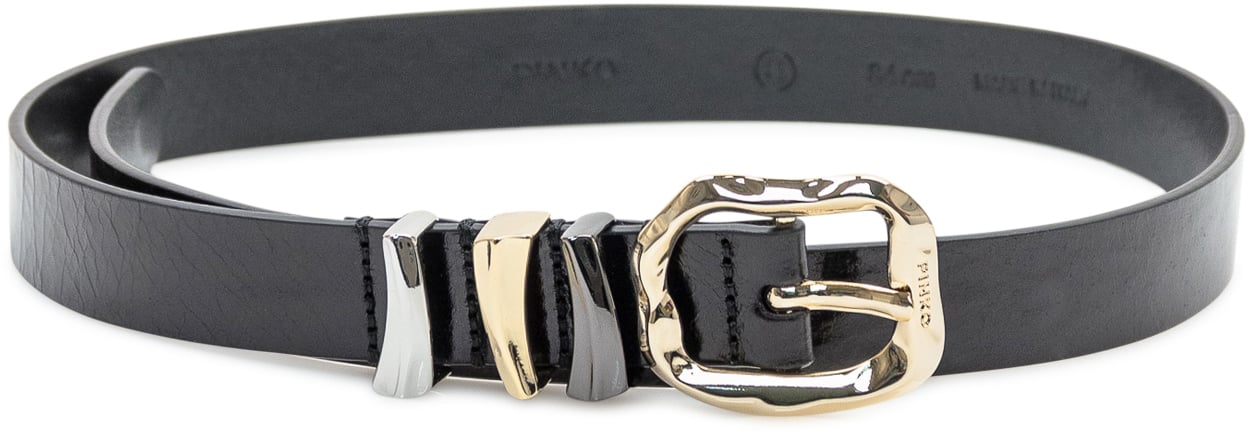 Pinko Cintura Pinko in Pelle con Fibbia Metallica Zwart