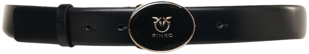 Pinko Belt with logo buckle Zwart