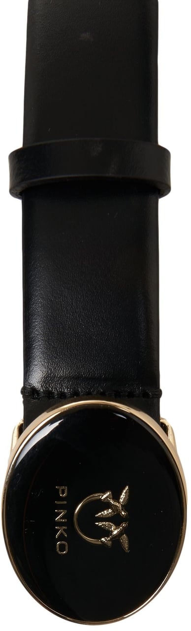 Pinko Belt with logo buckle Zwart