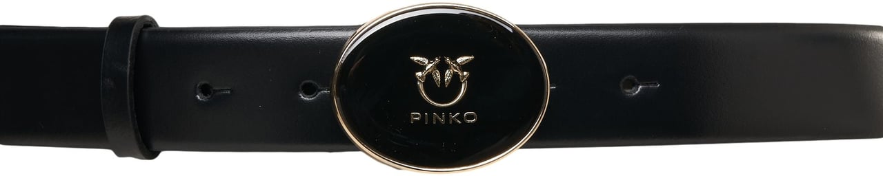 Pinko Belt with logo buckle Zwart