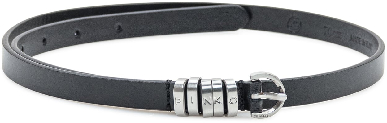 Pinko Cintura Pinko in Pelle con Dettaglio Logo Zwart