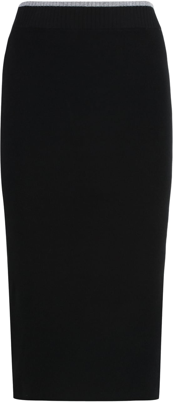 Pinko Nuova Guinea Ribbed knit skirt Zwart