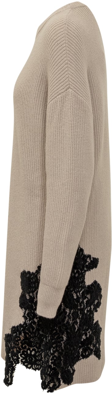 Pinko Abito Maglia Beige Con Pizzo Nero Pinko Beige