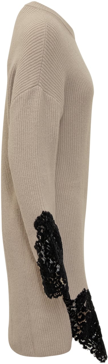 Pinko Abito Maglia Beige Con Pizzo Nero Pinko Beige