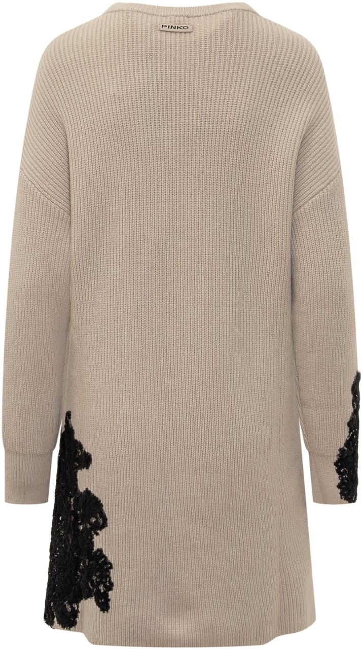 Pinko Abito Maglia Beige Con Pizzo Nero Pinko Beige
