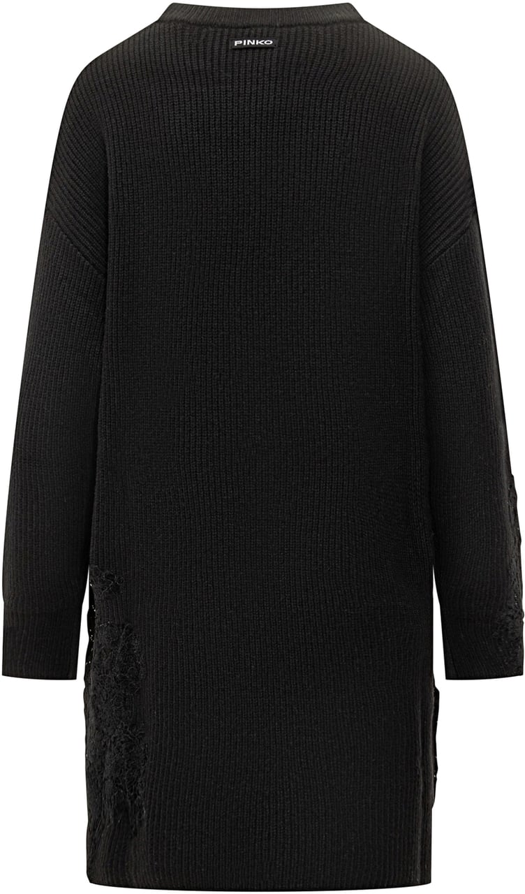 Pinko Pinko Abito Maglia Nero con Inserti in Pizzo Zwart