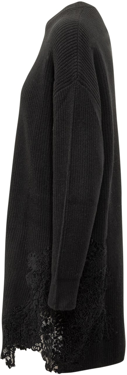 Pinko Pinko Abito Maglia Nero con Inserti in Pizzo Zwart