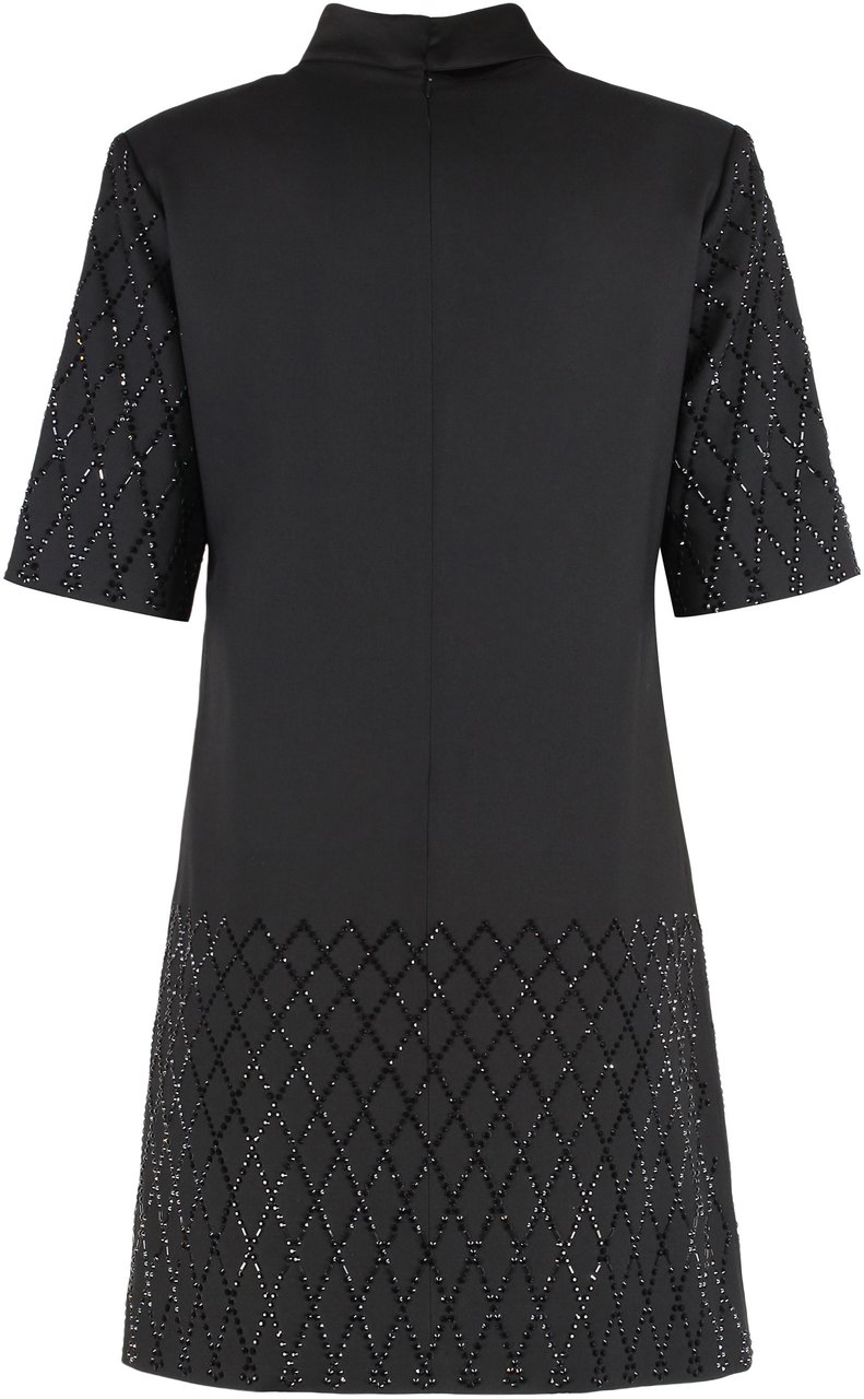 Pinko T-shirt dress with rhinestones Zwart