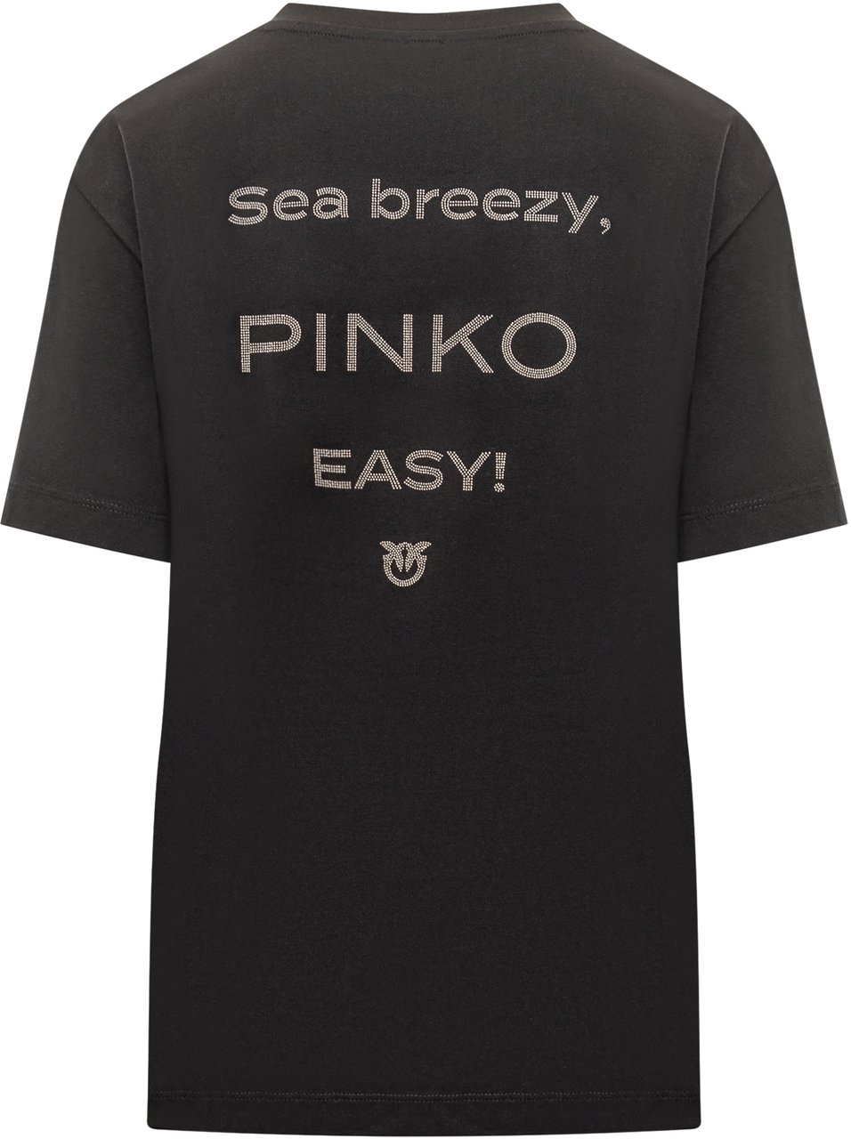 Pinko Pinko T-shirt Nera con Logo Strass Donna Donkergrijs