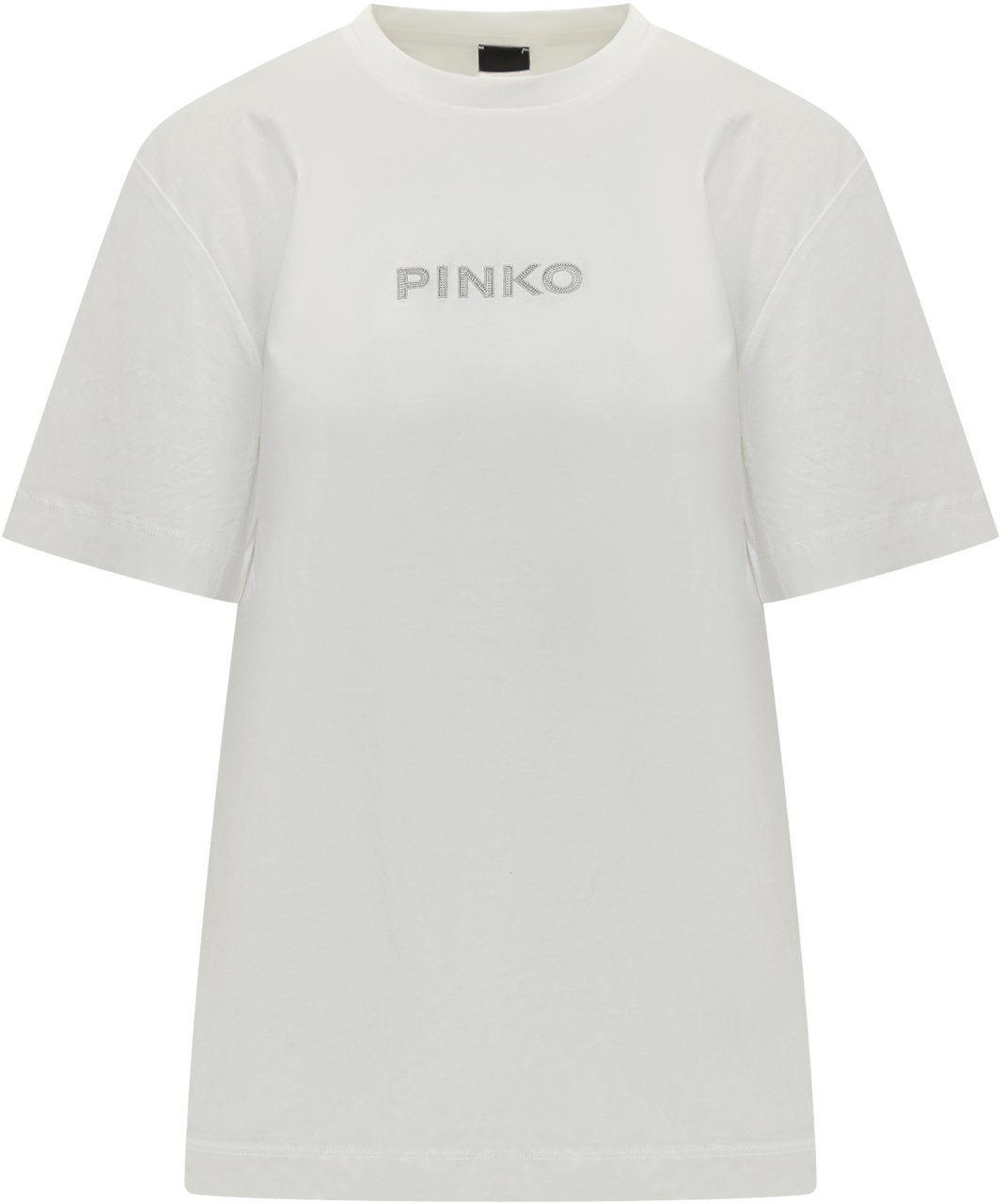 Pinko Pinko T-shirt Bianca con Logo Strass Wit