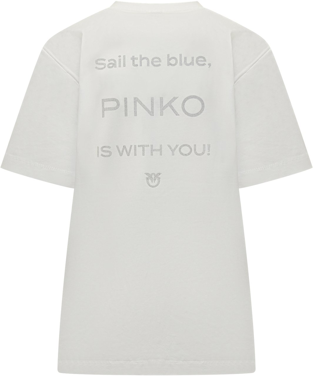 Pinko Pinko T-shirt Bianca con Logo Strass Wit