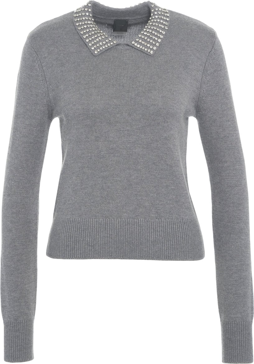 Pinko Knit Sweater with Rhinestones 'Ventotene' Beige