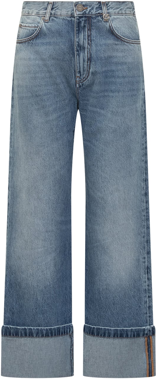 Pinko Jeans a Gamba Larga con Risvolto Pinko Blauw