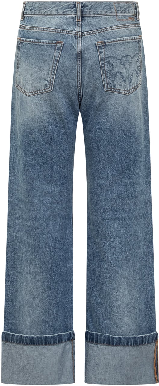 Pinko Jeans a Gamba Larga con Risvolto Pinko Blauw
