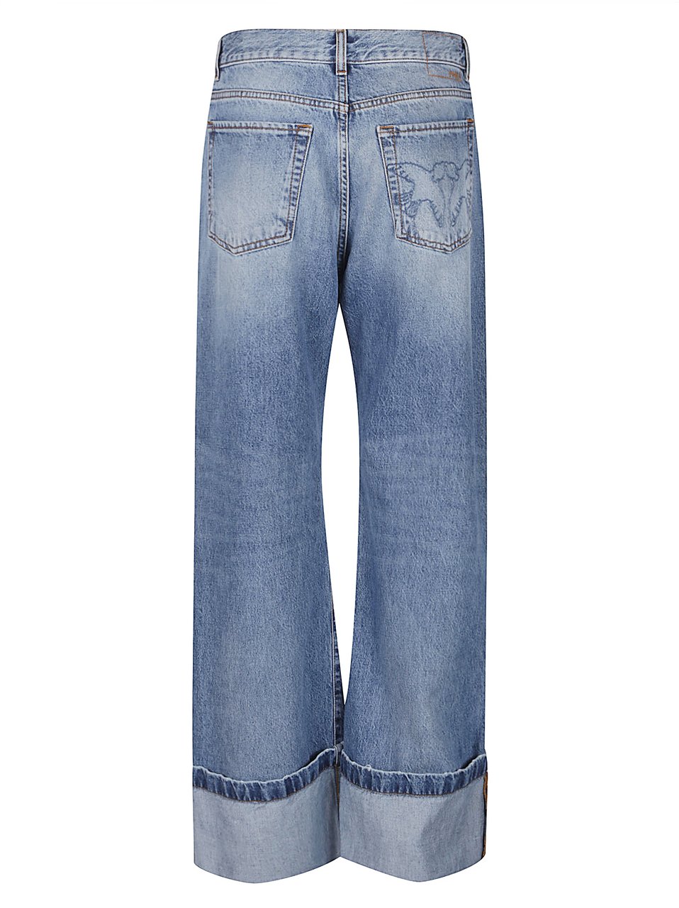 Pinko Wanda Wide Leg Turn Up Jeans Blue Blauw