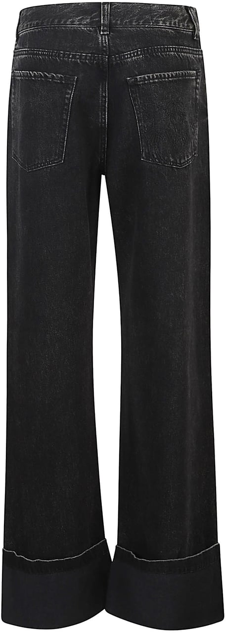 Pinko Wanda Wide Leg Turn Up Jeans Black Zwart