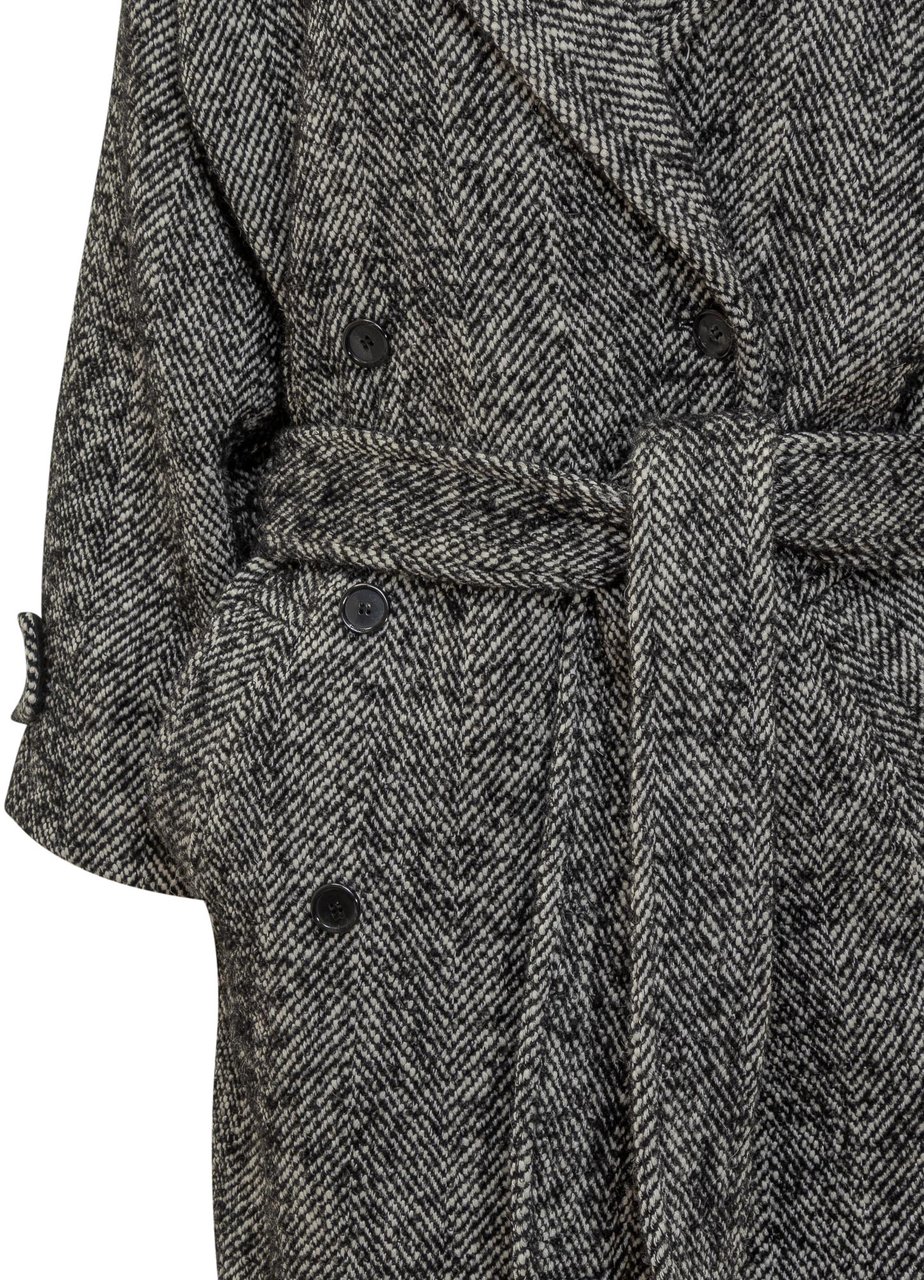 Pinko Pinko Cappotto Carrube in Lana Chevron Donkergrijs