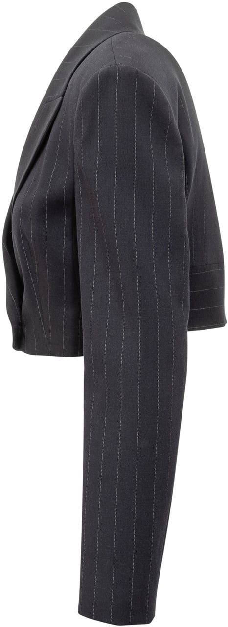 Pinko Pinko Giacca Scamorza Cropped a Righe con Doppiopetto Donkergrijs