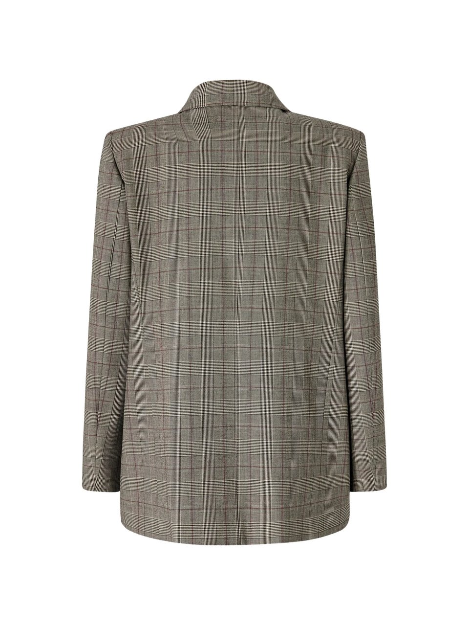 Pinko Double-Breasted Blazer With Checkered Pattern And Contrasting Buttons Grijs