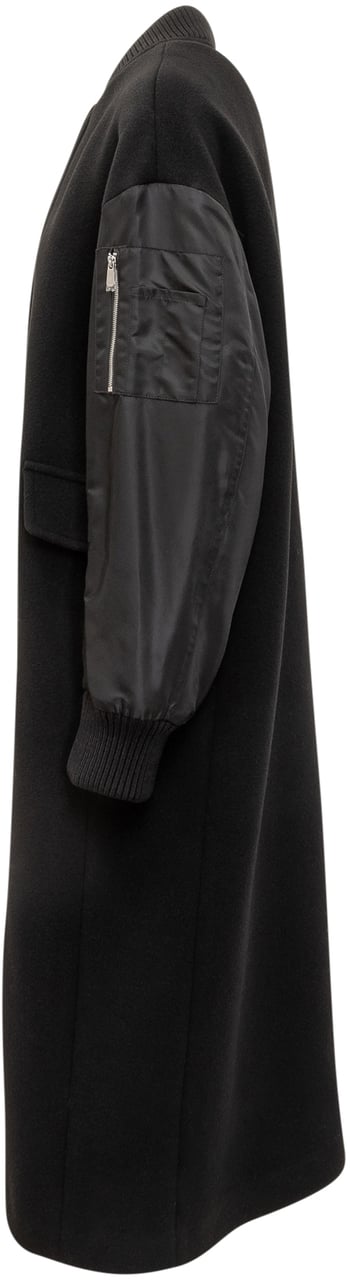 Pinko Pinko Cappotto Lungo Bomber in Lana e Nylon Zwart