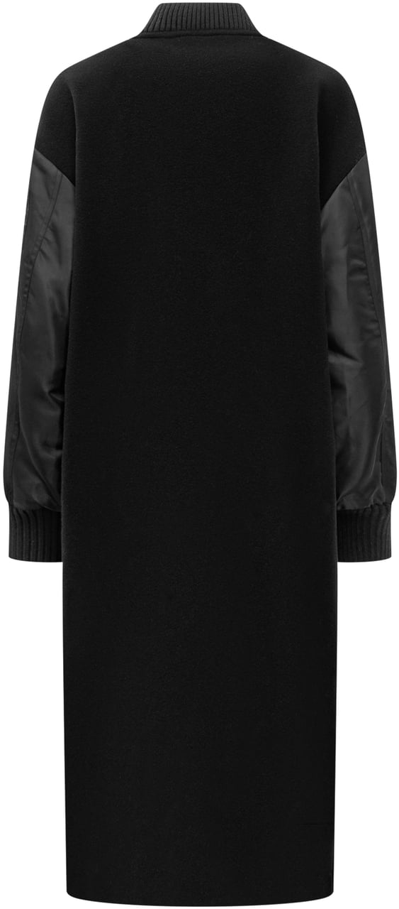 Pinko Pinko Cappotto Lungo Bomber in Lana e Nylon Zwart