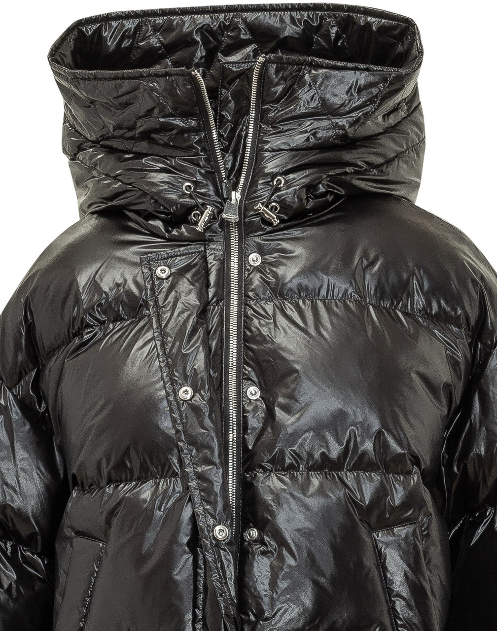 Pinko Giacca Impasto Trapuntata con Cappuccio Zwart