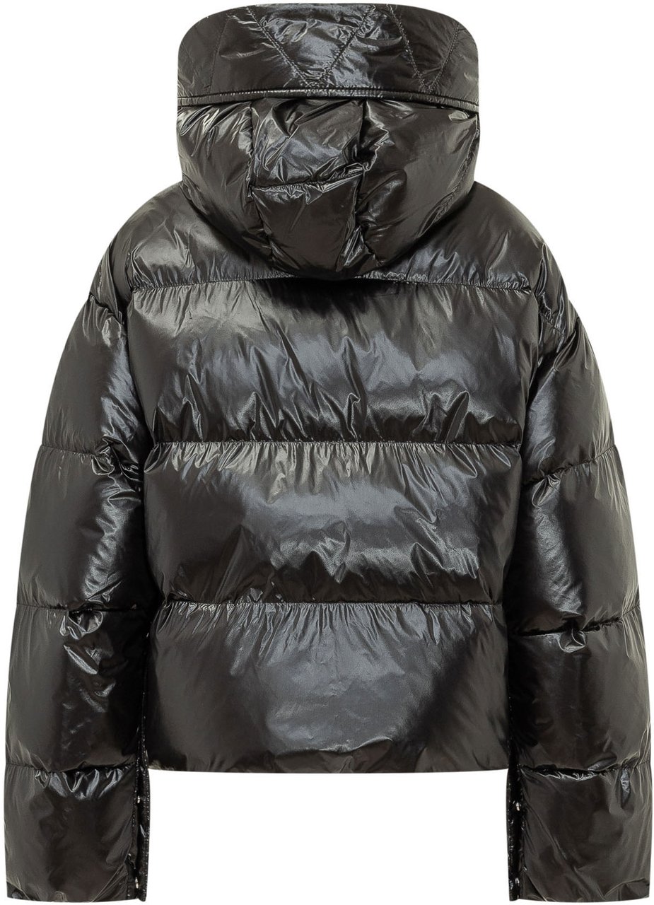 Pinko Giacca Impasto Trapuntata con Cappuccio Zwart