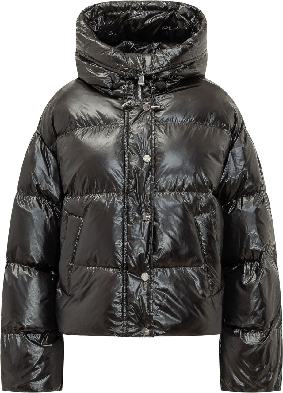 Pinko Giacca Impasto Trapuntata con Cappuccio Zwart