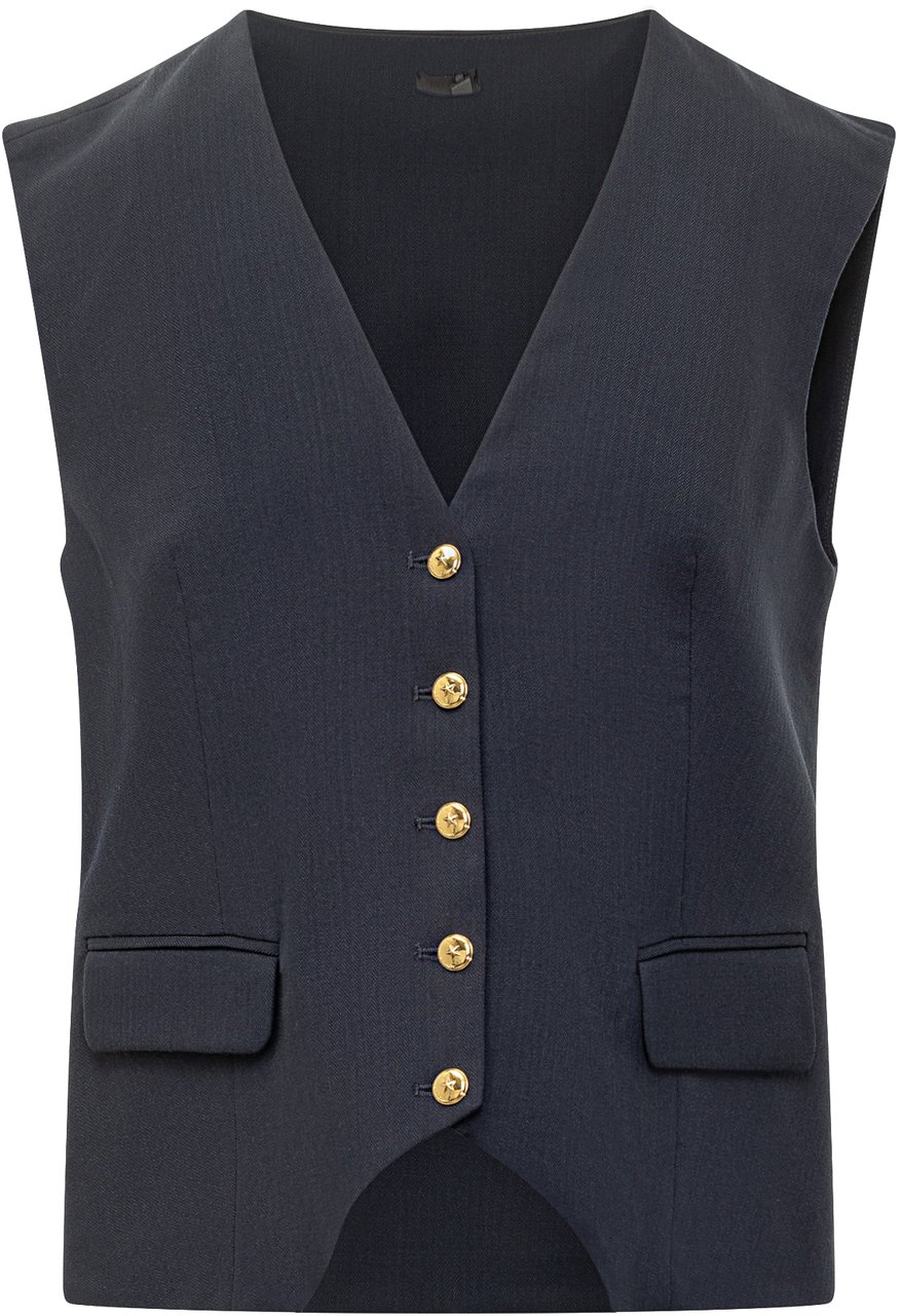 Pinko Pinko Gilet Sartoriale con Bottoni Oro Navy