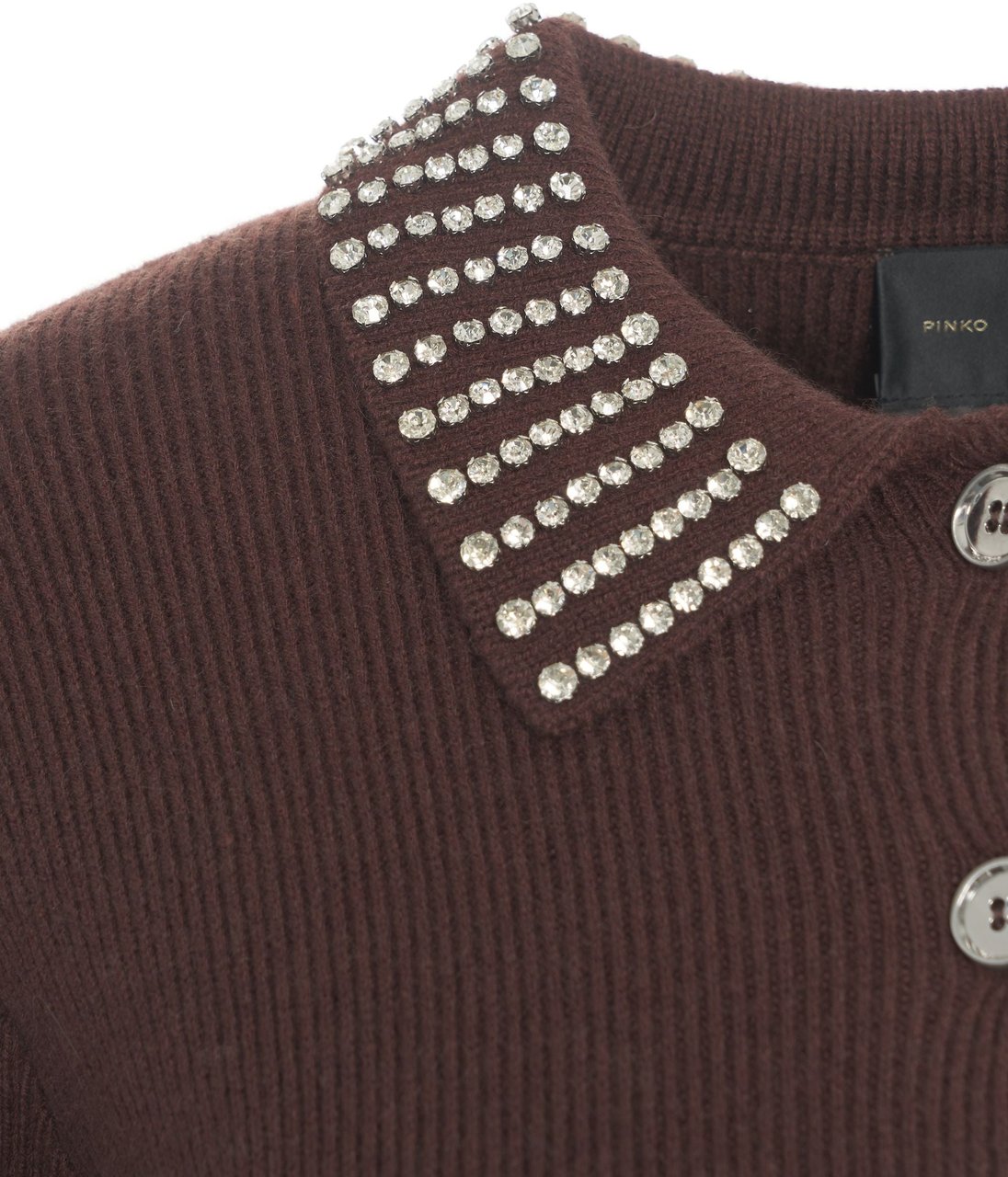 Pinko Knit Pullover with Rhinestone Embellishment Bruin