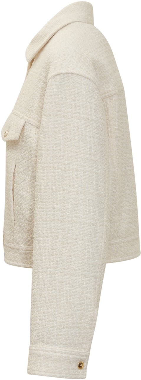 Pinko Pinko Giacca in Tweed Avorio con Bottoni Oro Wit