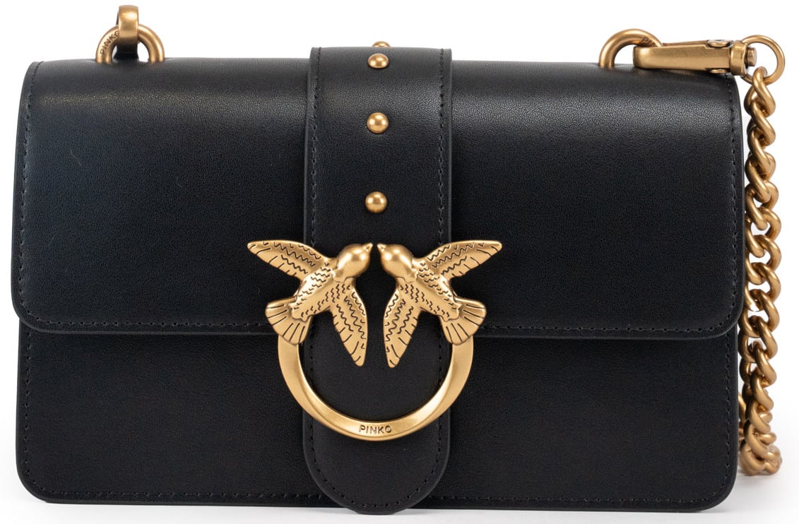 Pinko Love One Mini St. Cl Nero-Antique Gold Zwart