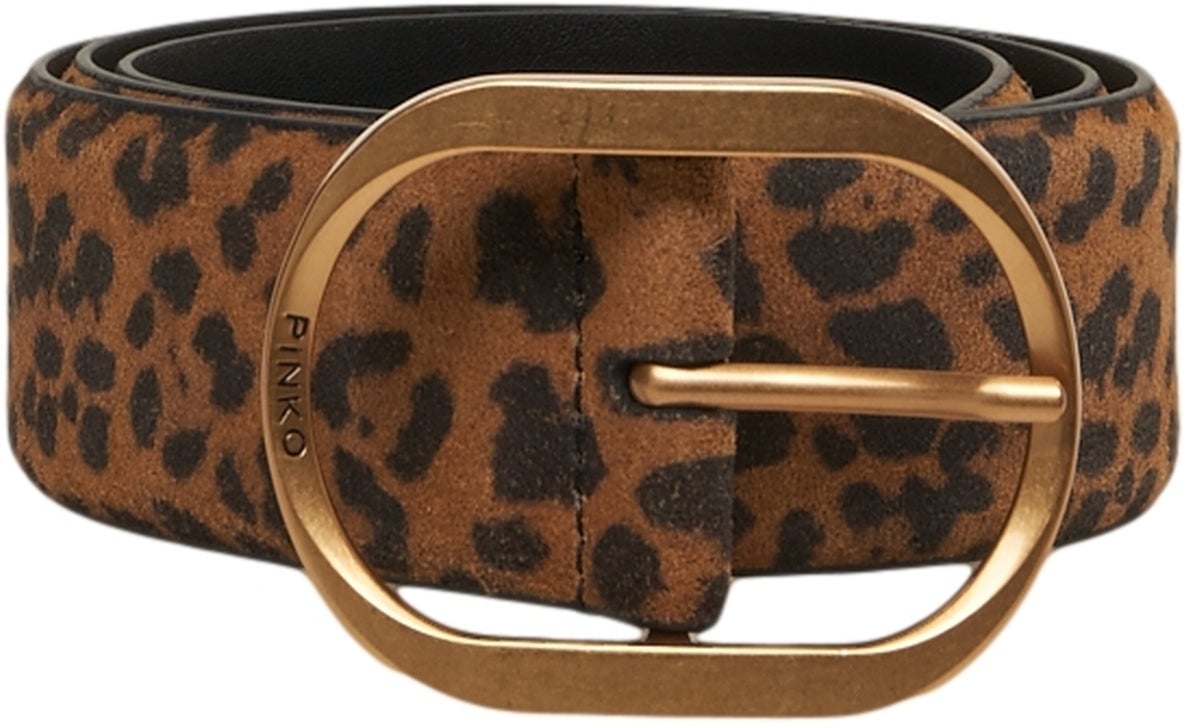 Pinko Suede belt with animal print Bruin