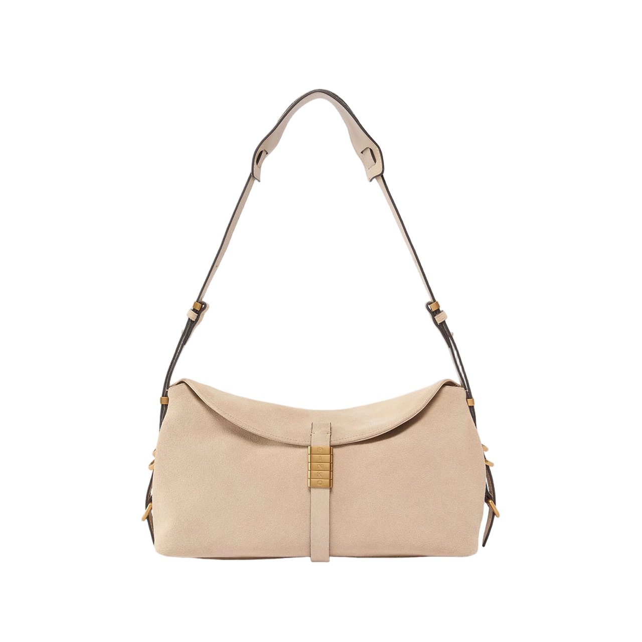 Pinko Suede Leather Bag with Flap Closure Neutraal