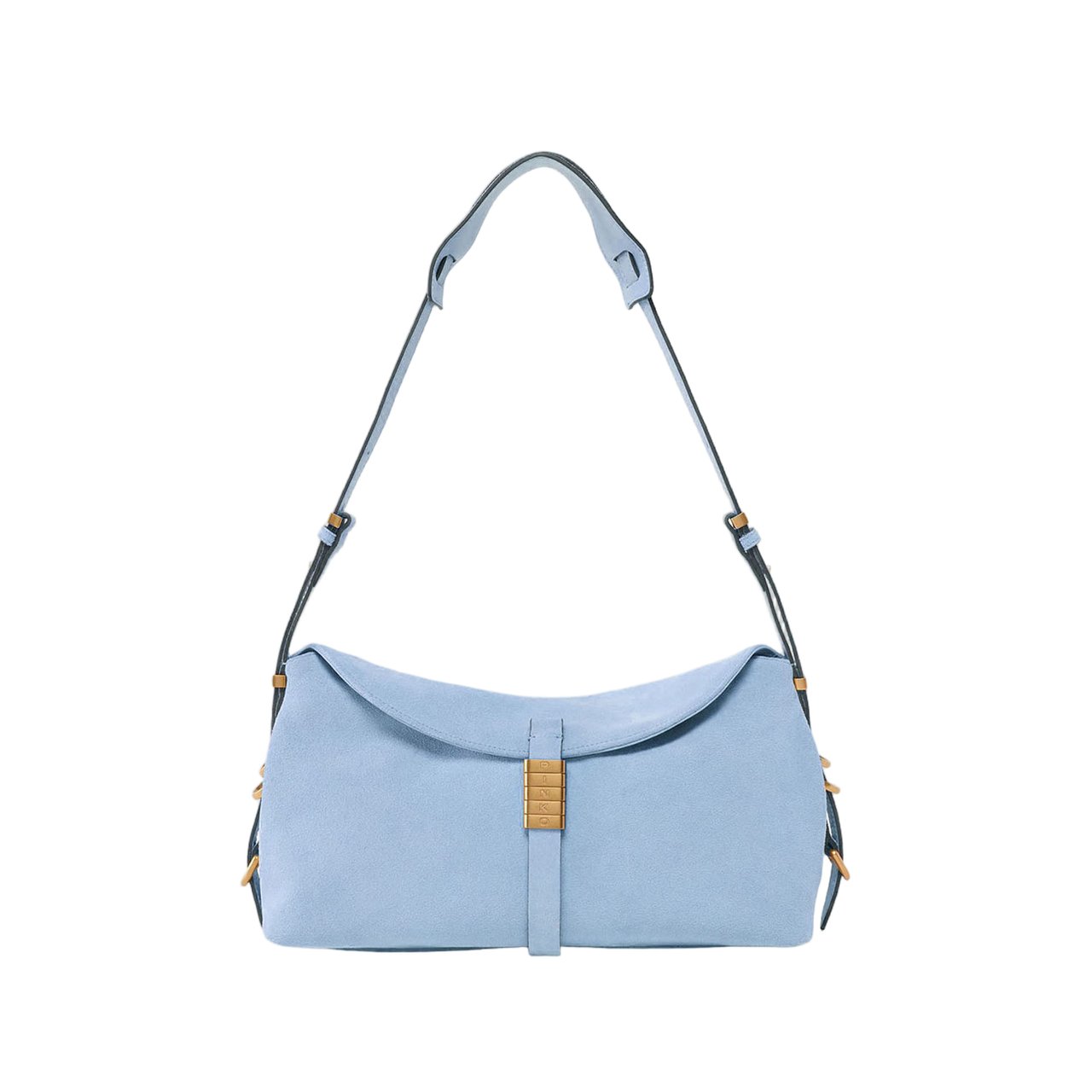 Pinko Suede Leather Handbag with Flap Closure Wit