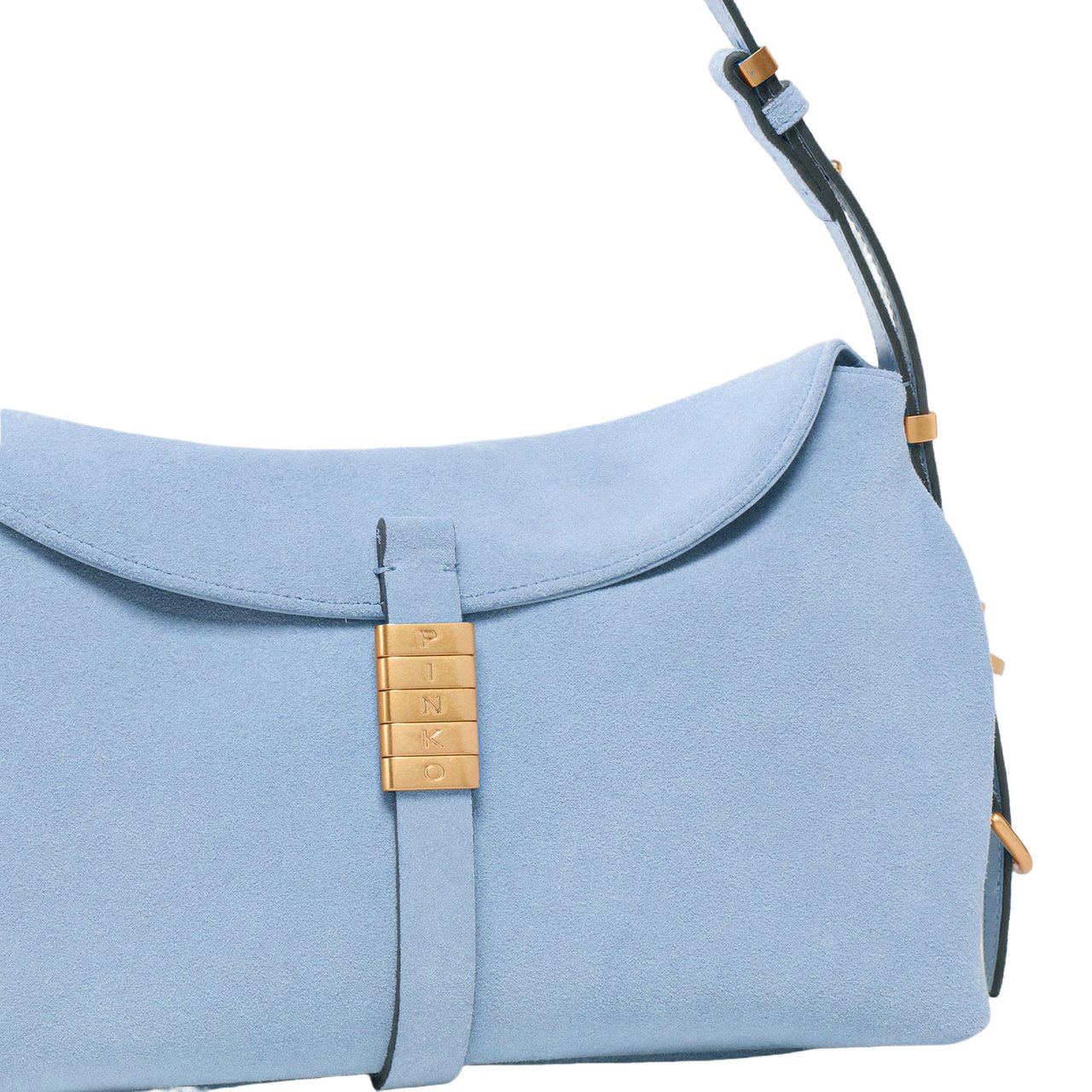 Pinko Suede Leather Handbag with Flap Closure Wit