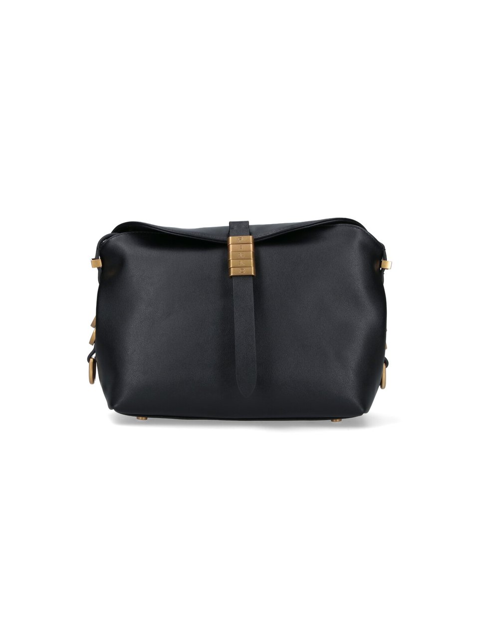 Pinko Black Leather Top Handle Bag Zwart