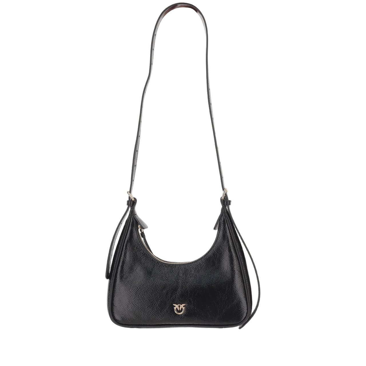 Pinko Glossy Leather Hobo Bag Zwart