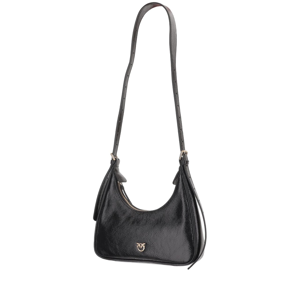 Pinko Glossy Leather Hobo Bag Zwart