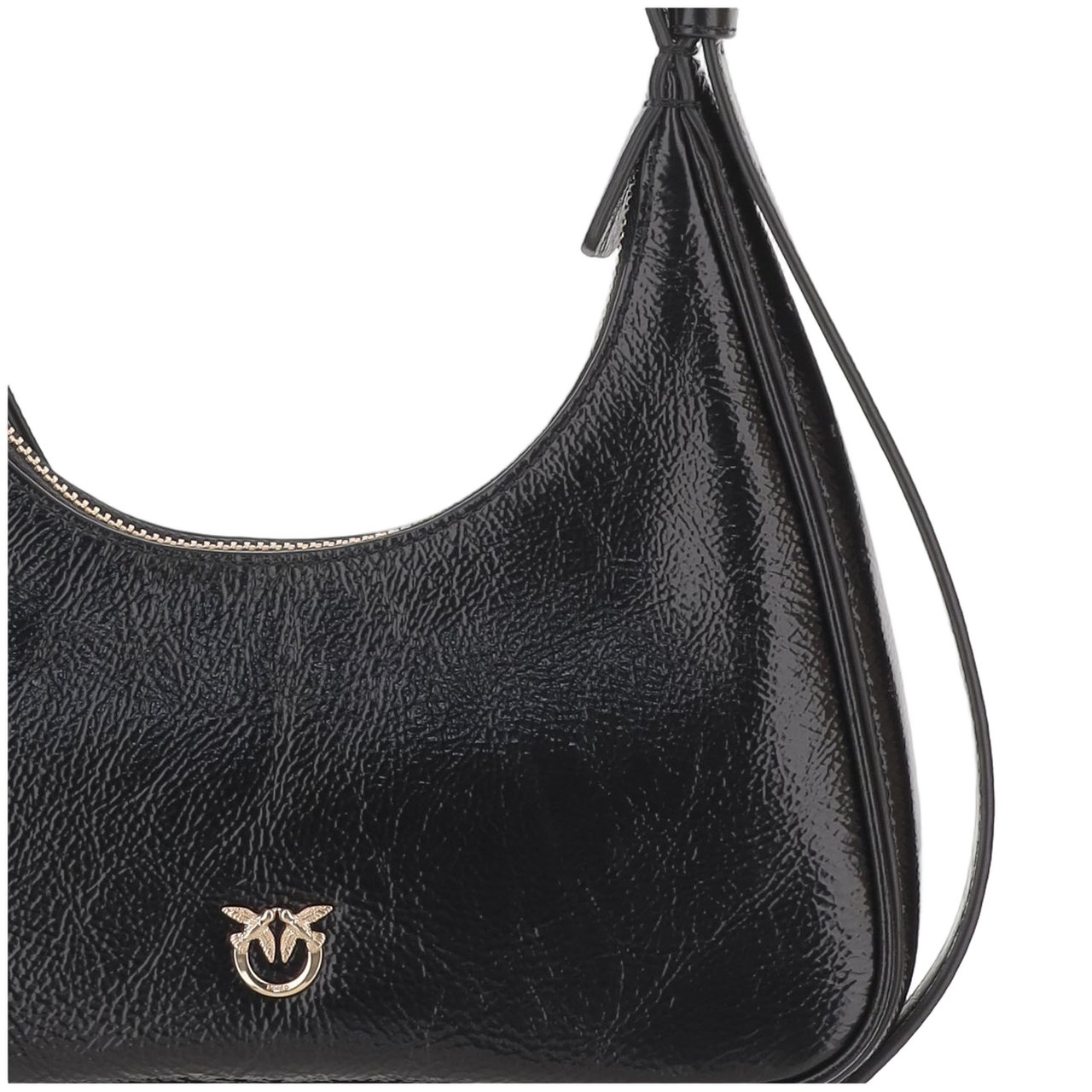Pinko Glossy Leather Hobo Bag Zwart