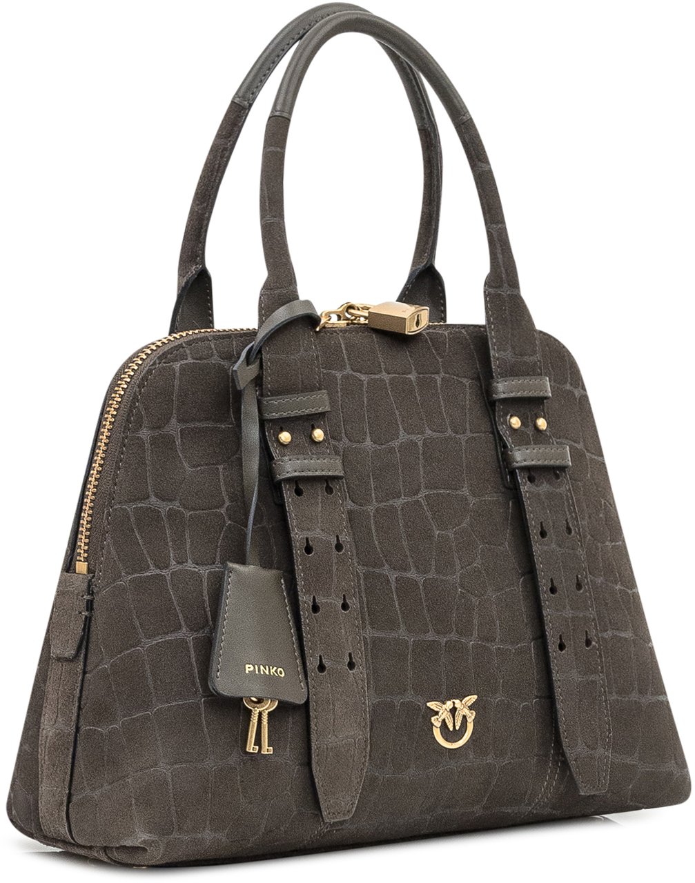 Pinko Borsa Bowling Medium Pinko Effetto Coccodrillo Bruin