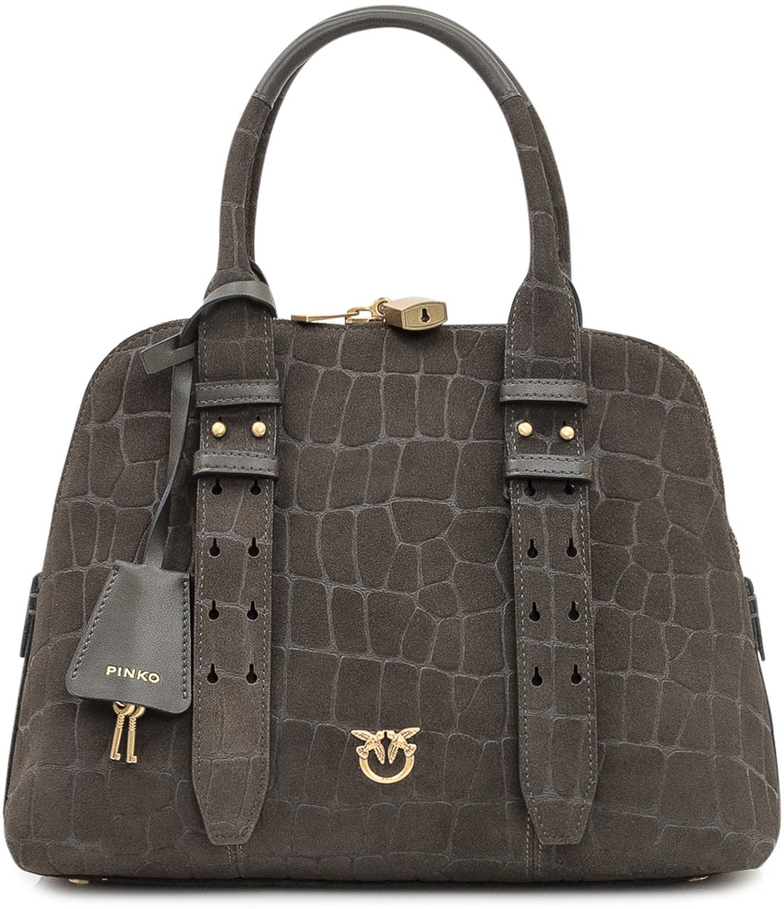 Pinko Borsa Bowling Medium Pinko Effetto Coccodrillo Bruin