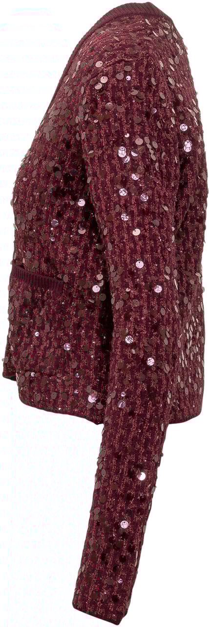 Pinko Pinko Cardigan Mamma Mia con Paillettes Bordeaux Maroon