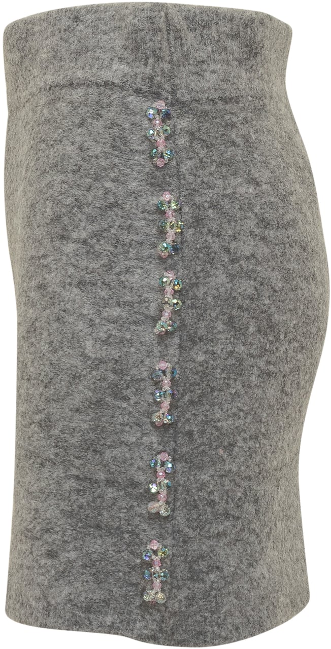 Pinko Gonna Mini in Lana con Strass Pinko Grijs